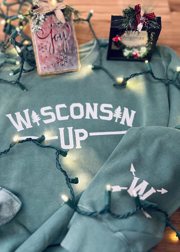 Wisconsin Up (pines) - Unisex Crewneck Sweatshirt