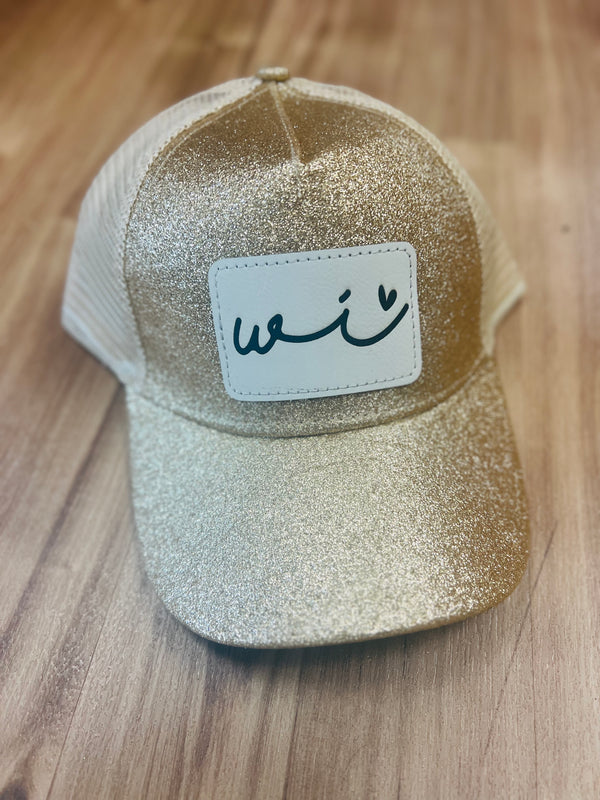 Ladies Glitter "WI 🖤" Ponytail Hat