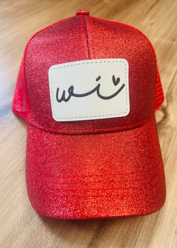 Ladies Glitter "WI 🖤" Ponytail Hat