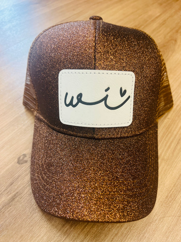 Ladies Glitter "WI 🖤" Ponytail Hat