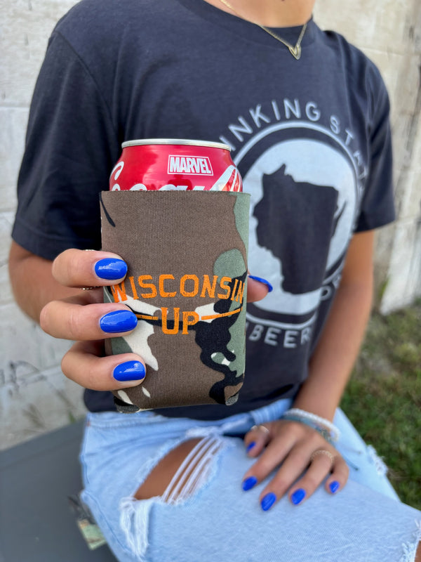 Wisconsin Up - Camo Koozie