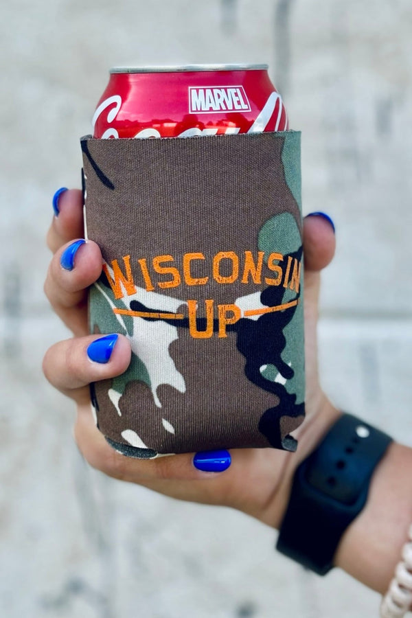 Wisconsin Up - Camo Koozie